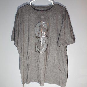 Seattle Mariners Grey and Chrome Short Sleeve Tee